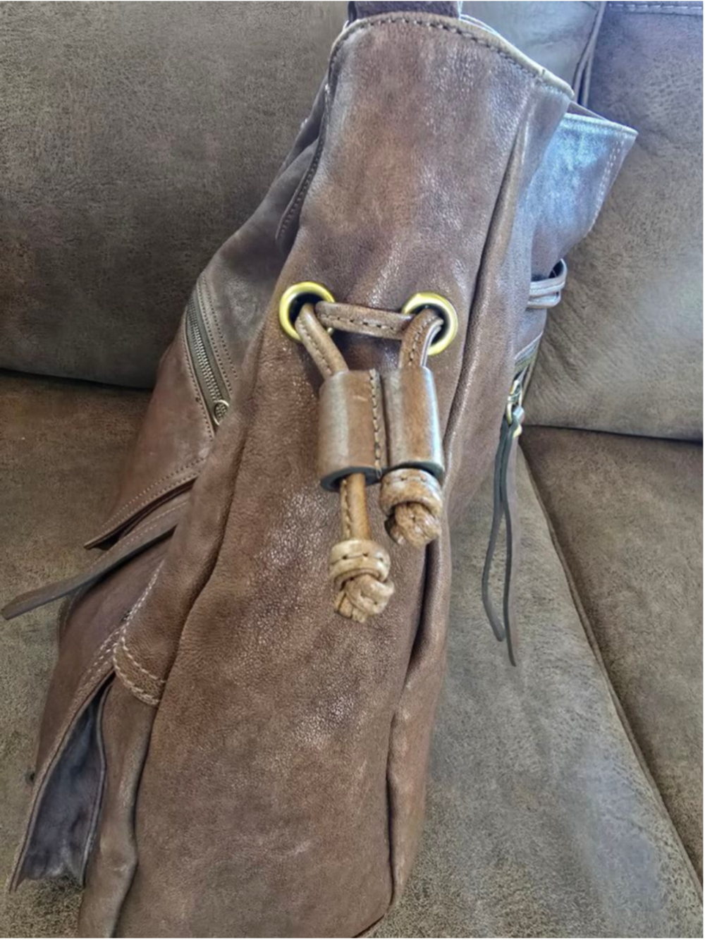 Women's Sorial Brown Leather Shoulder Bag One Size - Picture 5 of 9